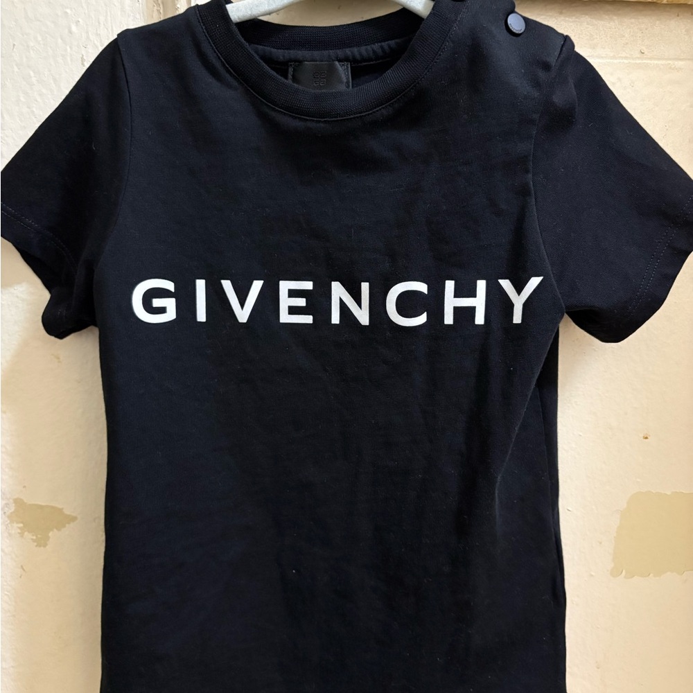 Givenchy Kids Black Tee with White Logo